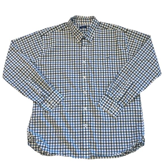 Fish Hippie Shirt Mens Size 2XL White Plaid Tailored Fit Button Up Long Sleeve - Picture 2 of 9